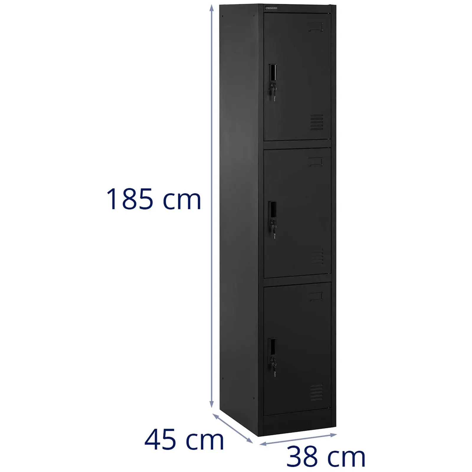 Plechová šatní skříň - 3 schránky - uzamykatelná - 60 kg