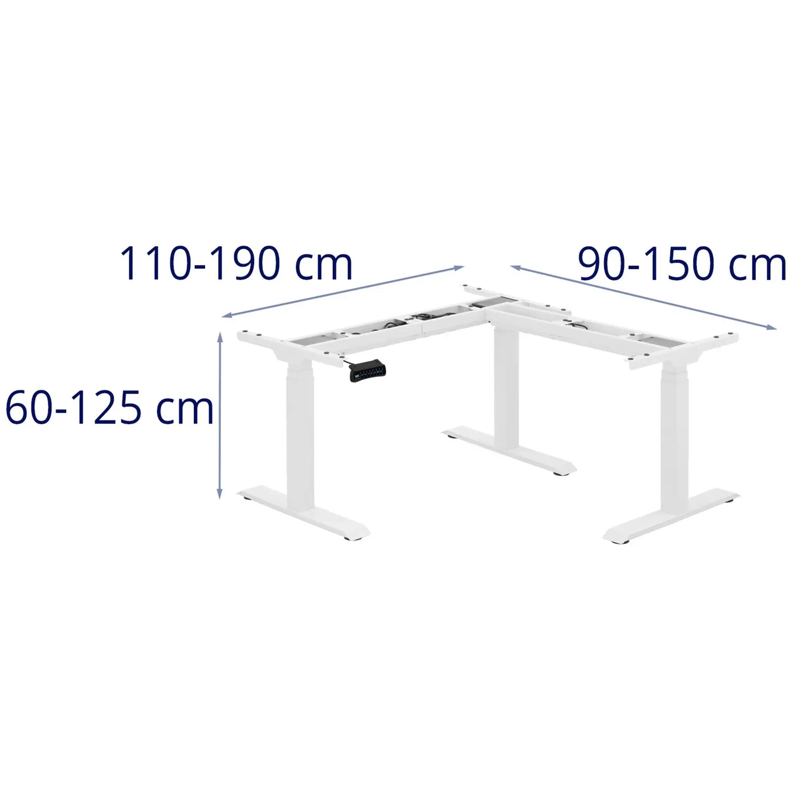 Stelaż pod biurko - wysokość: 60-125 cm - szerokość: 90-150 cm (po lewej) / 110-190 cm (po prawej)