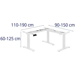 Korkeussäädettävä työpöydän runko - korkeus: 58 - 123 cm - leveys: 90 - 150 / 110 - 190 cm