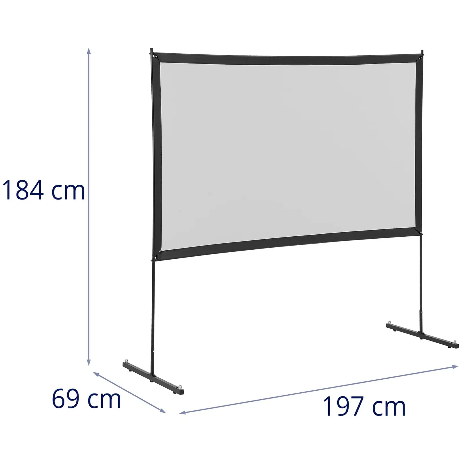 Tela de projeção - 186 x 105 cm - 16:9 - 84" - estrutura de aço