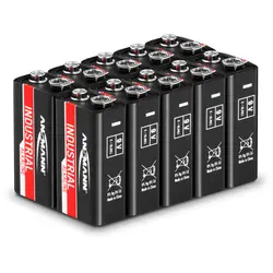 Alkaline-batterier - Ansmann INDUSTRIAL - 10 stk. firkantede 9V-batterier 6LR61