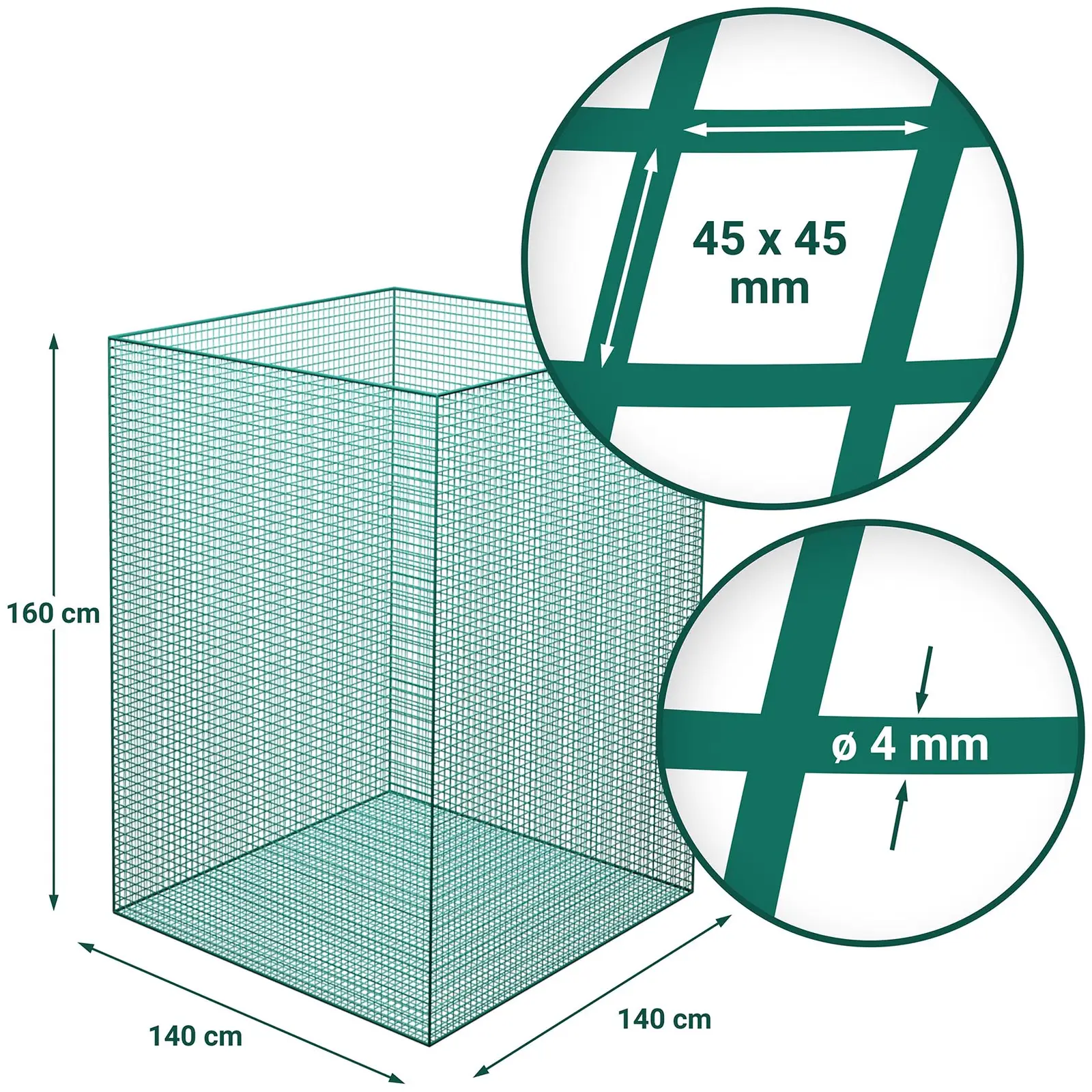 Hønet - 1,4 x 1,4 x 1,6 m - små masker (Materiale: polypropylen (PP))