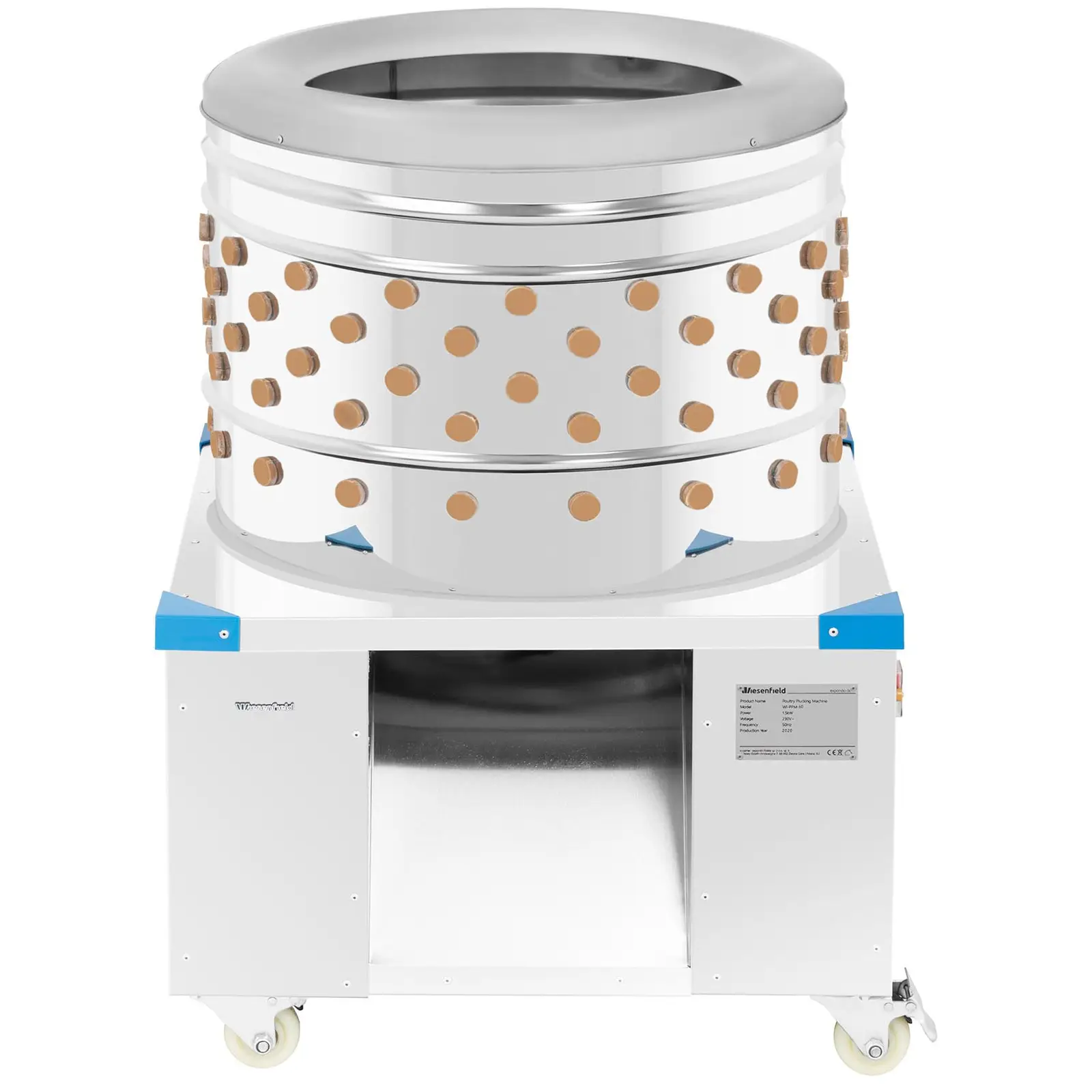 Fjerkræplukker - 1.500 W - 540 kg pr. time (Materiale: rustfrit stål)