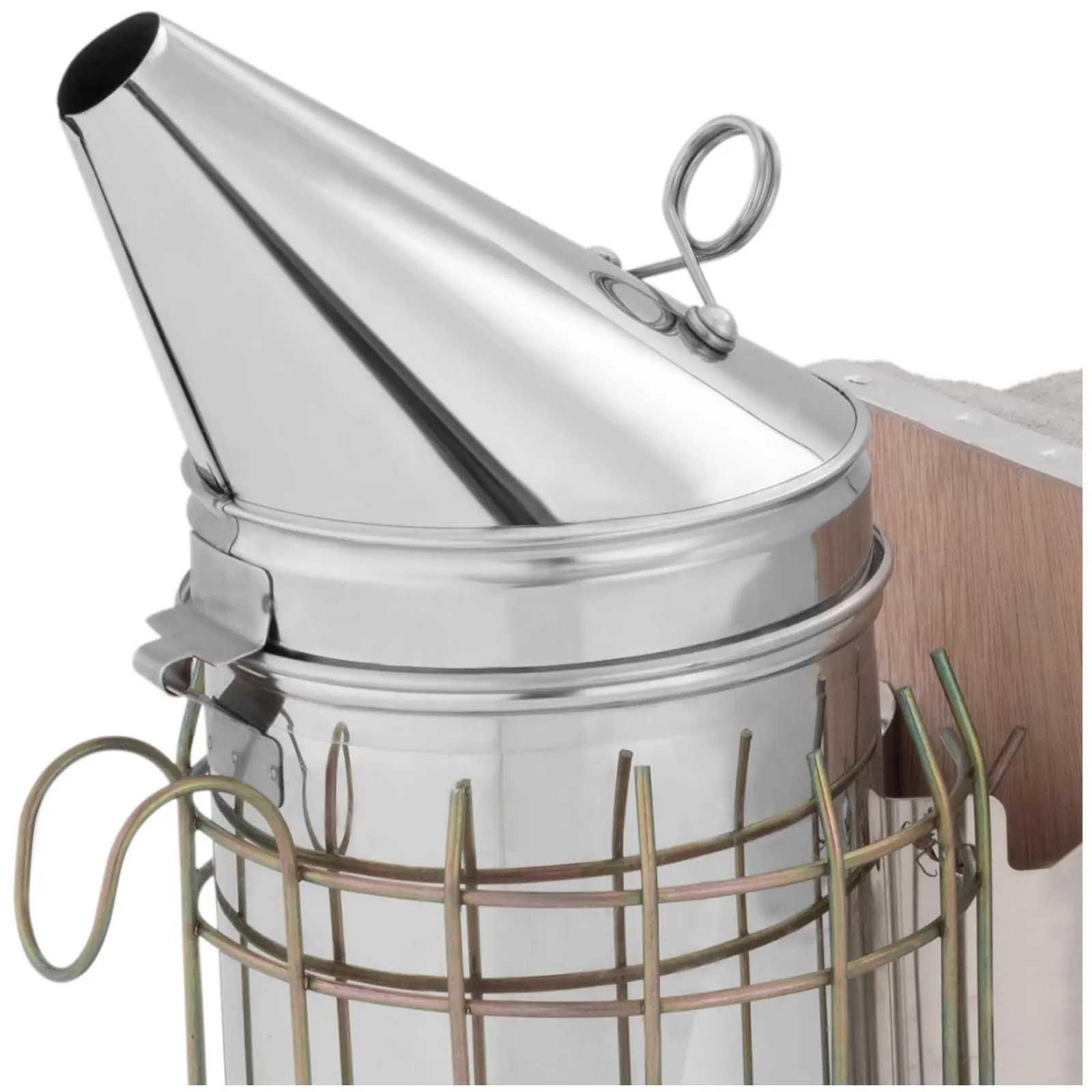 Bee Smoker - stainless steel / cowhide - with heat shield - large