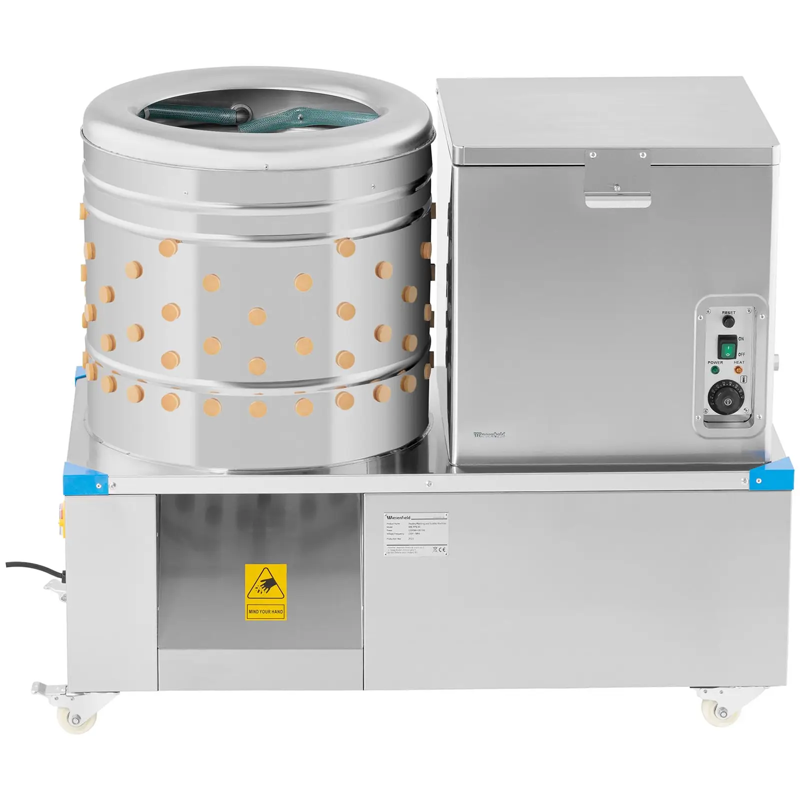 Plumeuse avec échaudoir - Tambour de 50 cm - 2 - 3 poulets/min (Matériau(x): Acier inoxydable)