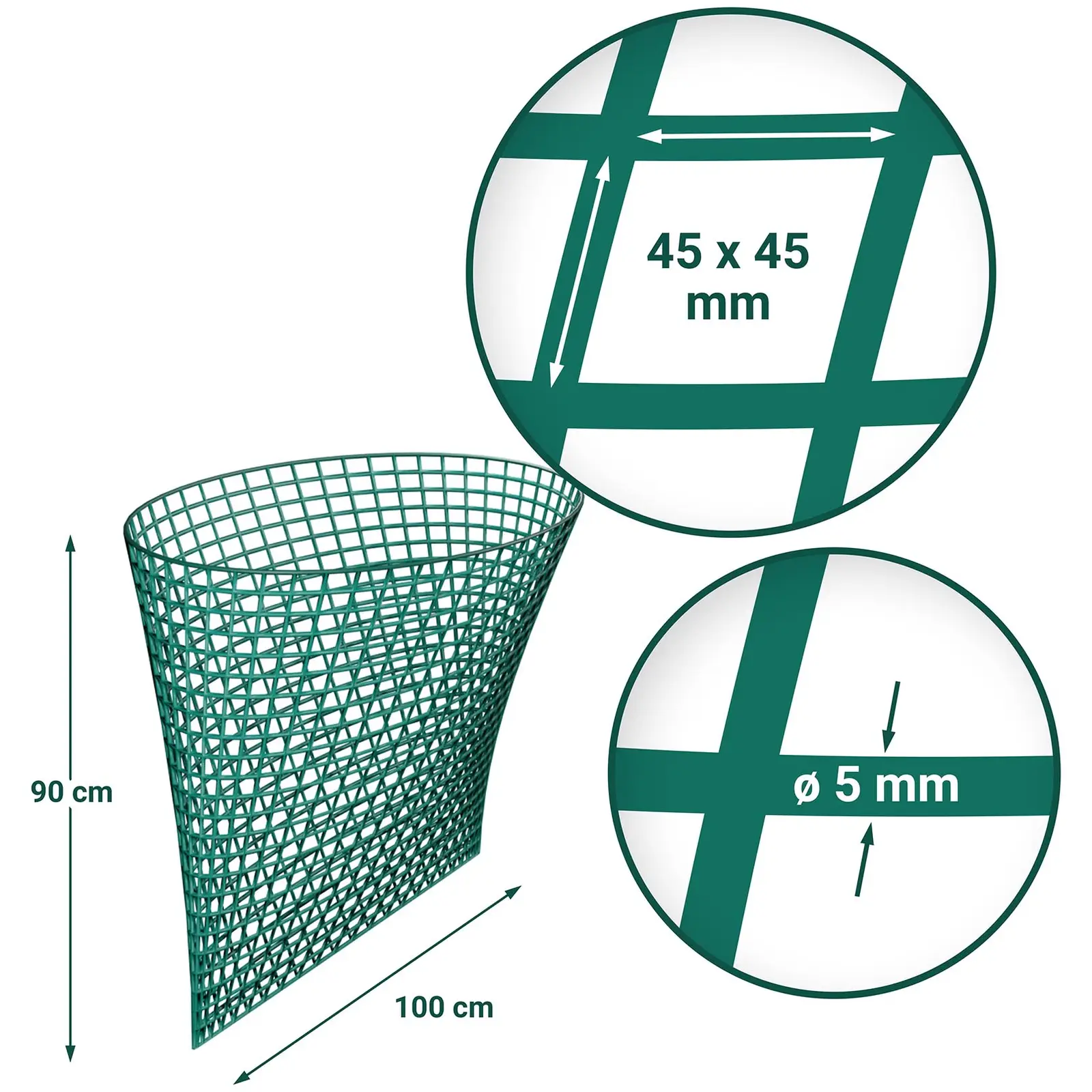 Høynett - 1000 x 900 mm - maskestørrelse: 45 x 45 mm - Sort