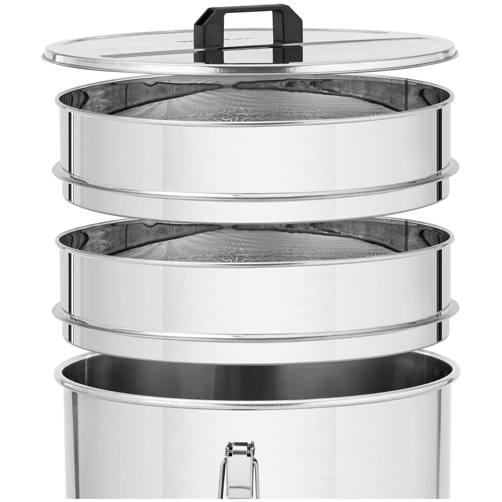 Maturatore per miele - 30 L - Con setaccio, coperchio e rubinetto di imbottigliamento - Acciaio inox