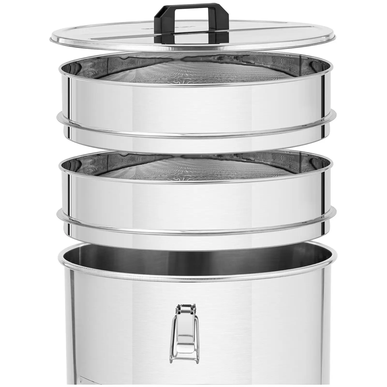 Separador de mel - 50 l - com filtro, tampa e válvula - aço inoxidável