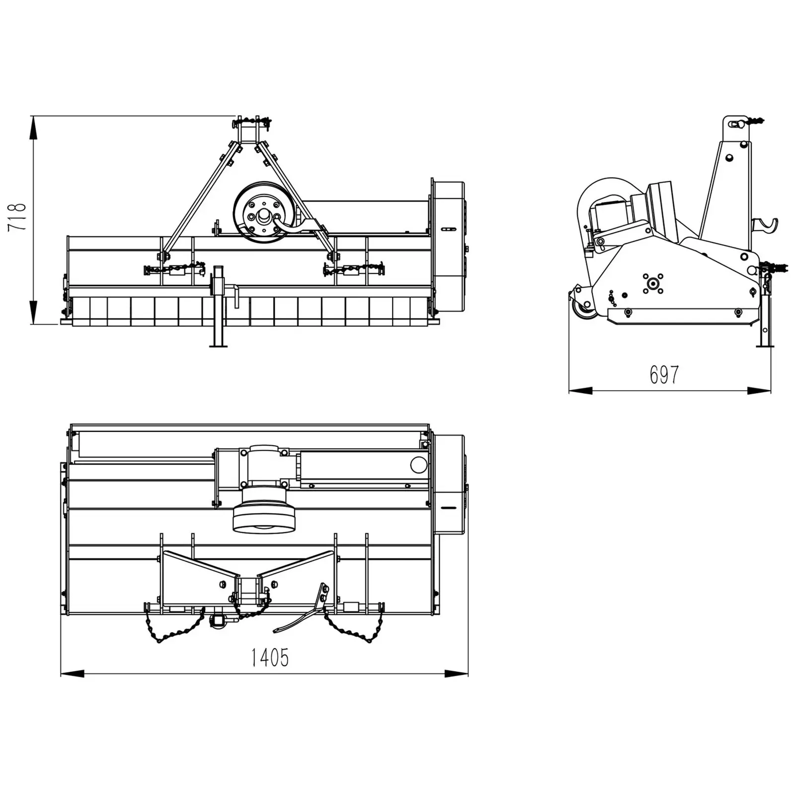 Mulčovač - pracovní záběr 1 250 mm - tříbodové zavěšení (kat. I)