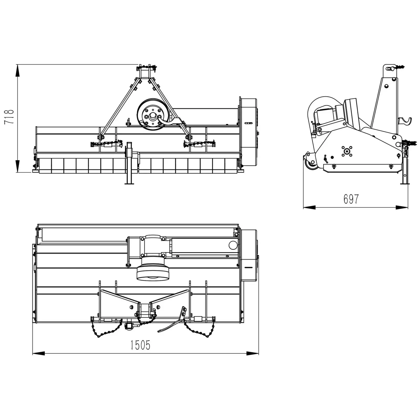 Klepelmulcher - 1350 mm werkbreedte - driepuntsophanging (Cat. I) (Framemaat [mm]: 1470x730x550)