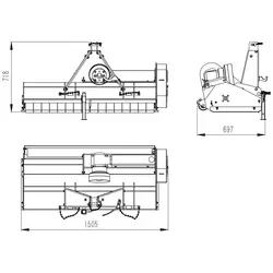 Kladivkový mulčovač – pracovná šírka 1350 mm – 3-bodový záves (kat. i)