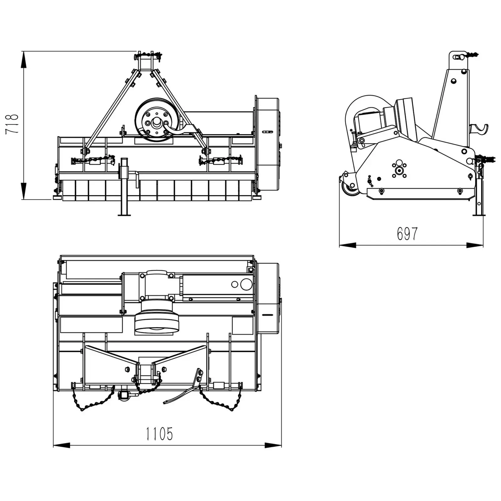 Desbrozadora para tractor - ancho de trabajo: 950 mm - suspensión de tres puntos (cat. I)