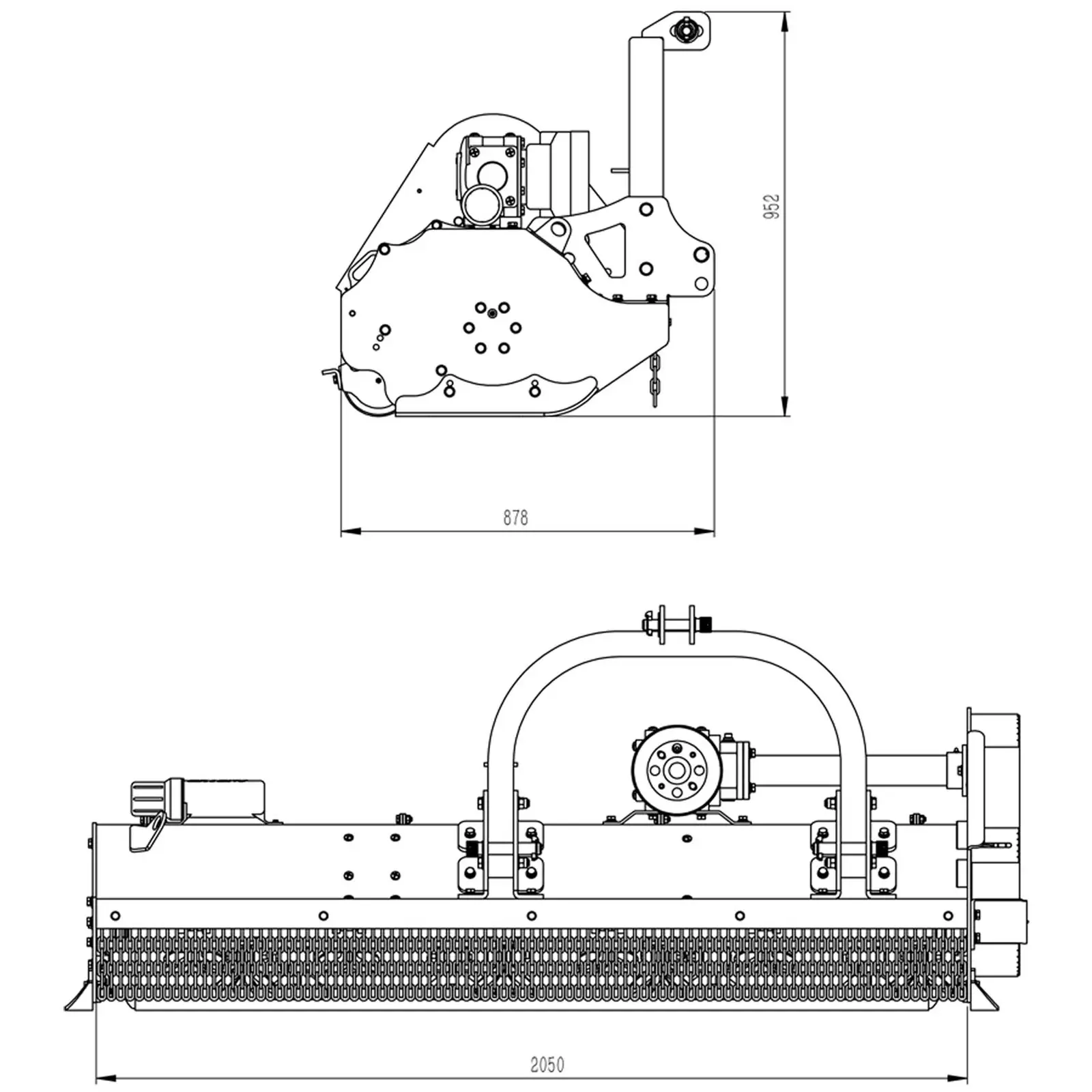 Kesantomurskain - työleveys 2000 mm - kolmipistekiinnitys (Cat. II)