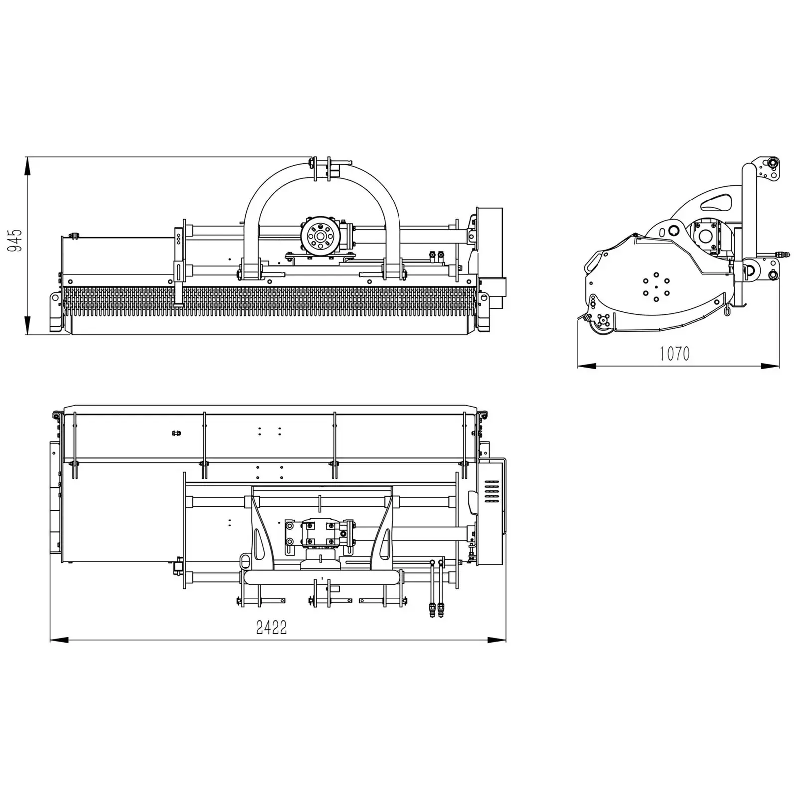 Kladivkový mulčovač – pracovná šírka 2150 mm – 3-bodový záves (kat. I/II) - samočistiaci valec