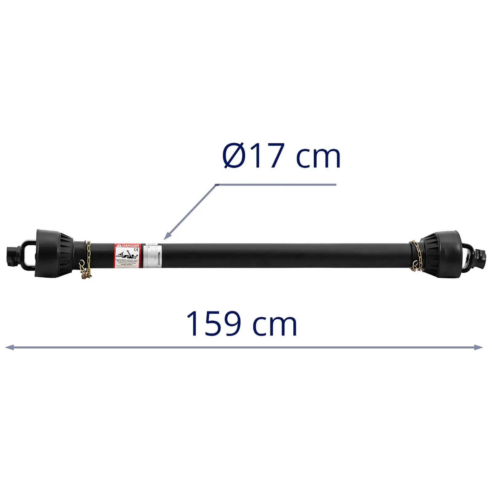 Arbre de transmission avec compensation de longueur - 160 - 235 cm - 1 3/8 pouce / 6 cannelures