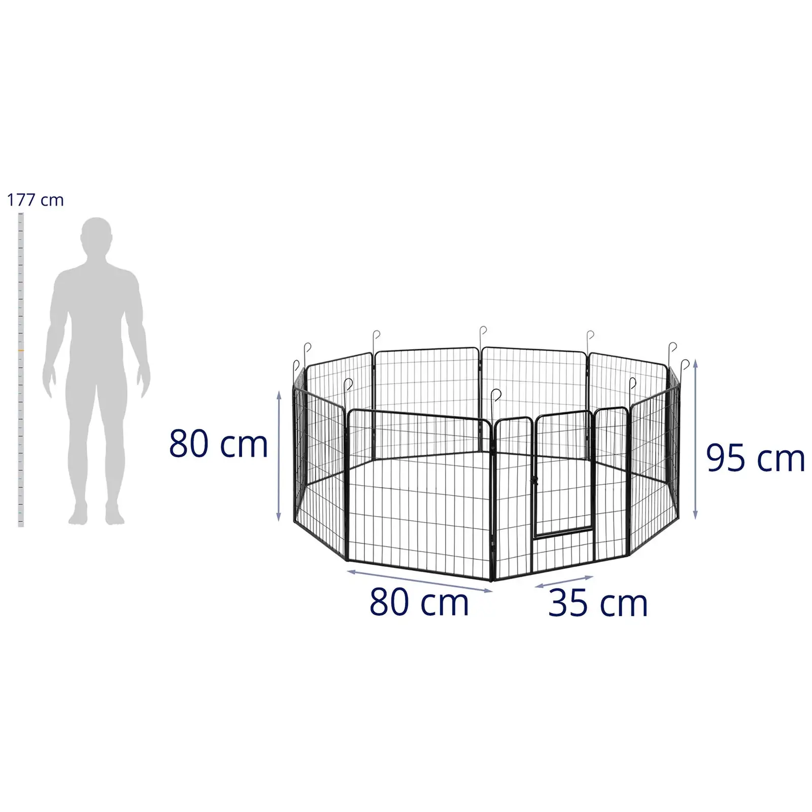 Enclos pour chiots - avec porte - 10 segments modulaires - pour l'intérieur et l'extérieur - 1