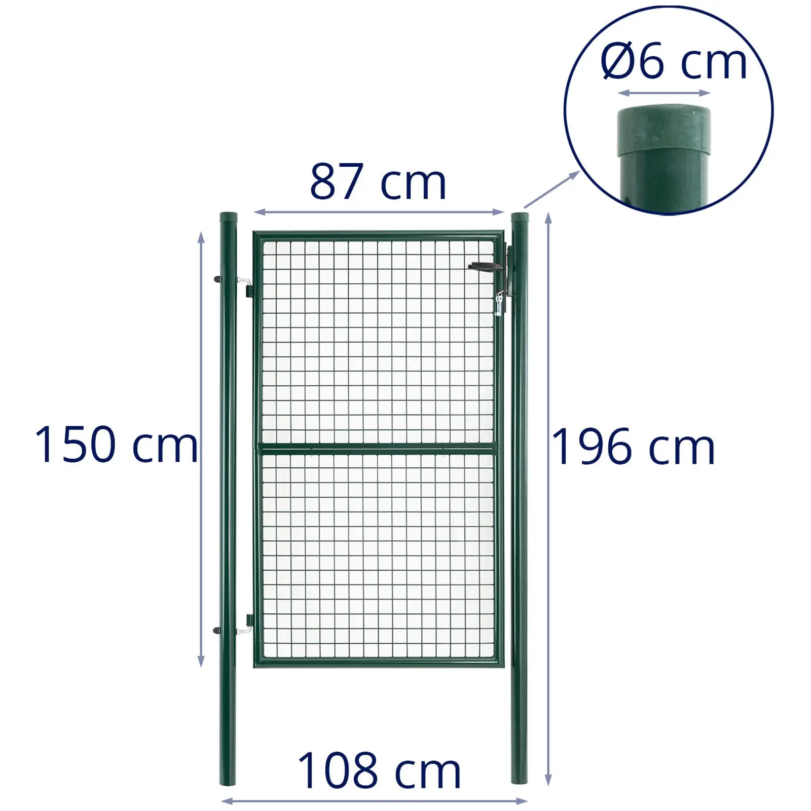 Cancello da giardino - 107.5 x 196 cm - Acciaio verniciato a polvere