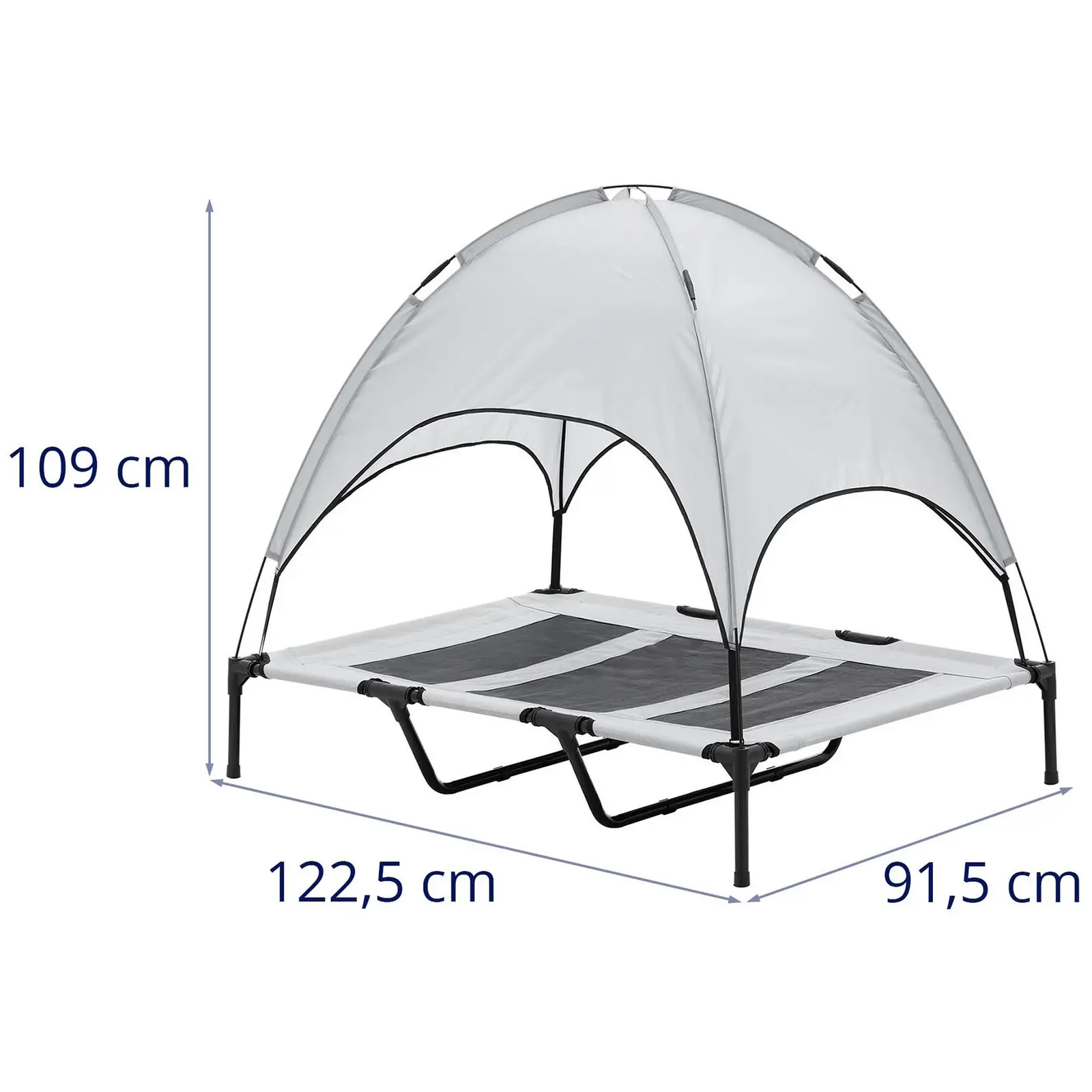 Lehátko pre mačky a psov so strieškou - 122,5 x 91,5 x 109 cm - sivé
