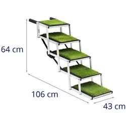 Hundetreppe - Höhe: 64 cm - 68 kg - 5 Stufen - Kunstrasen