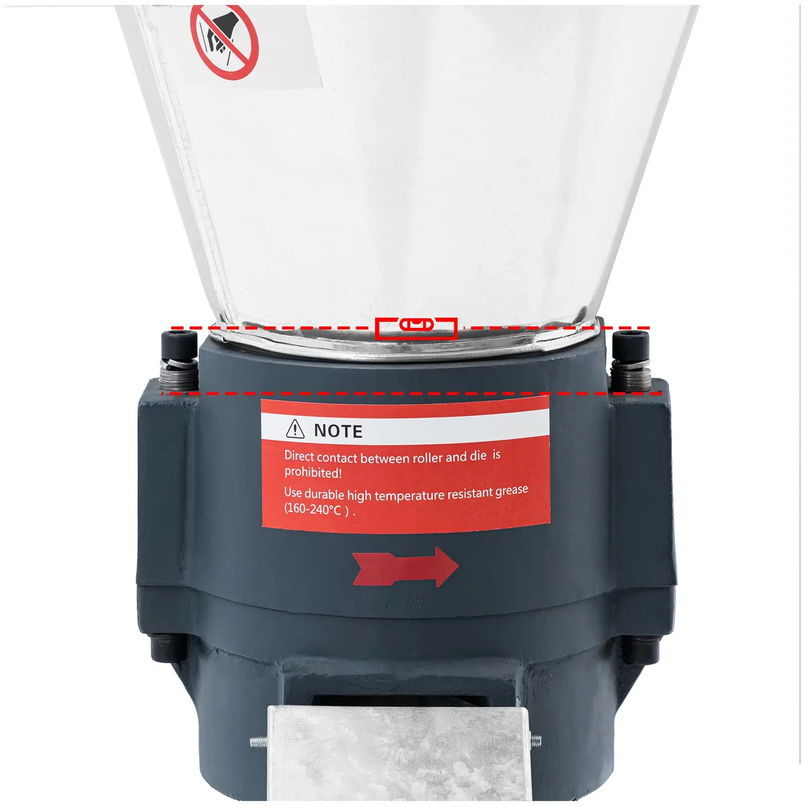 Presse à granulés - 90 - 120 kg/h - 7.5 Ch - Ø 150 mm (Bouton d’arrêt d'urgence: Oui)