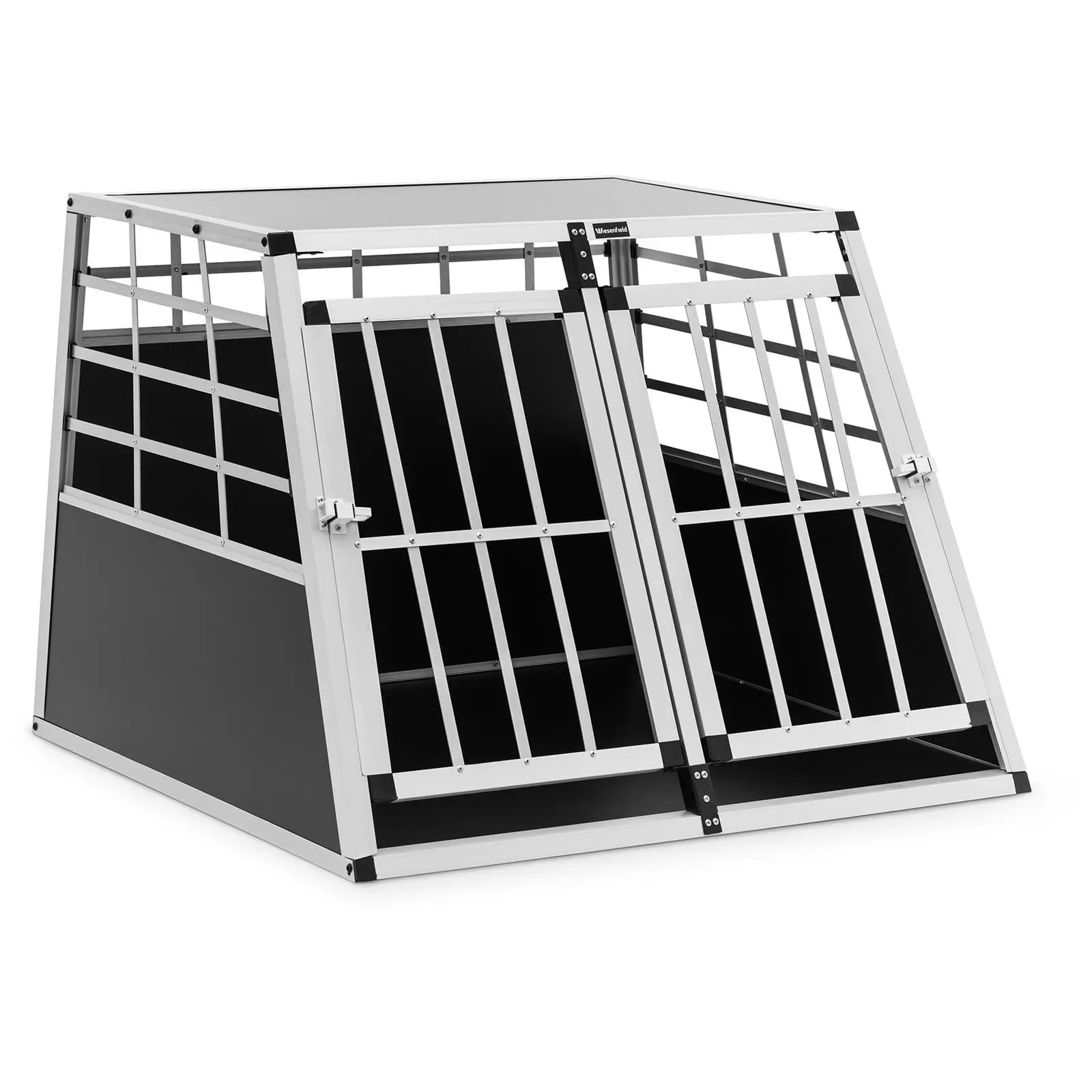 Caixa de transporte para cães - alumínio - forma trapezoidal - 85 x 95 x 69 cm
