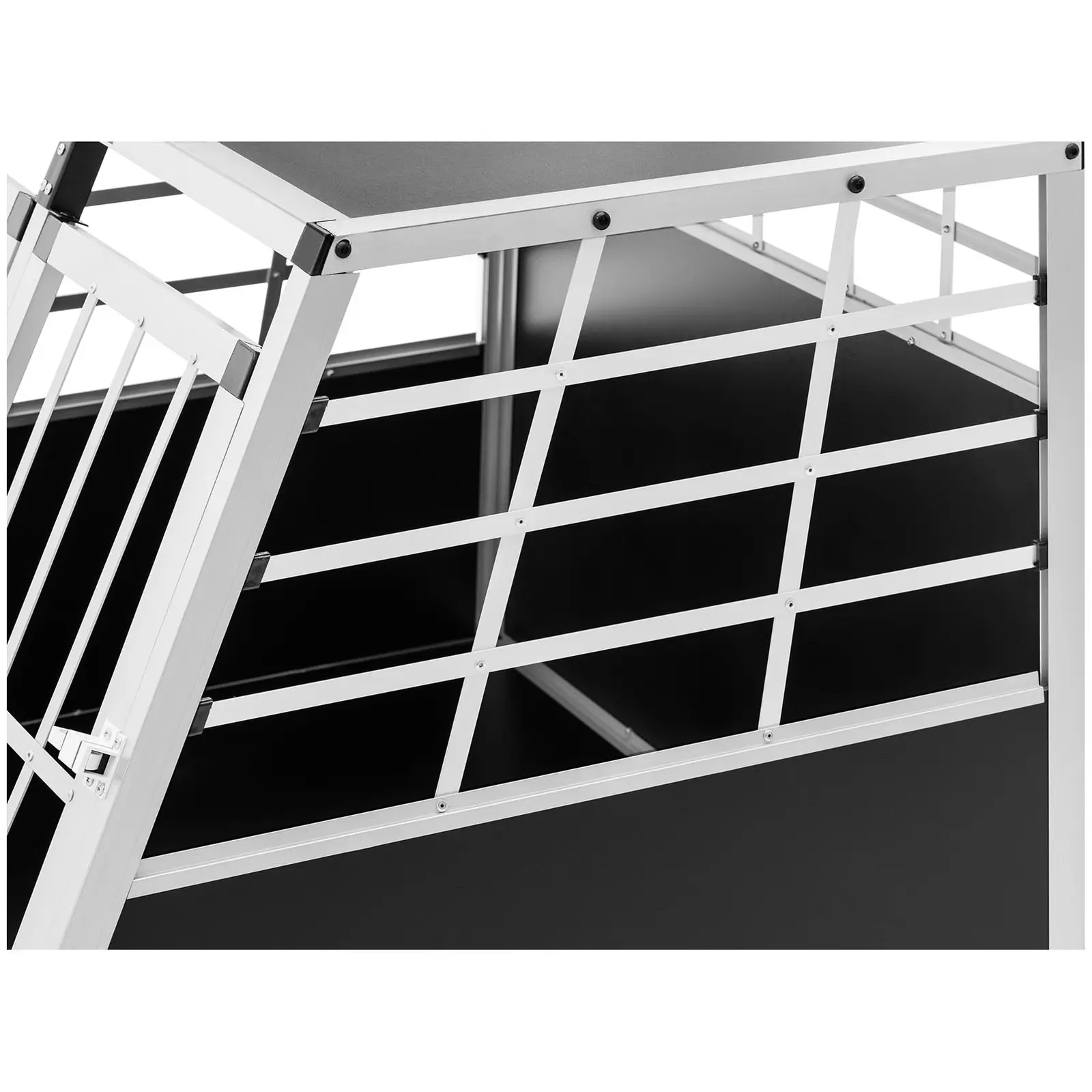 Přepravní box pro psa - hliník - sešikmený tvar - 85 x 95 x 69 cm (Materiál: Hliník)