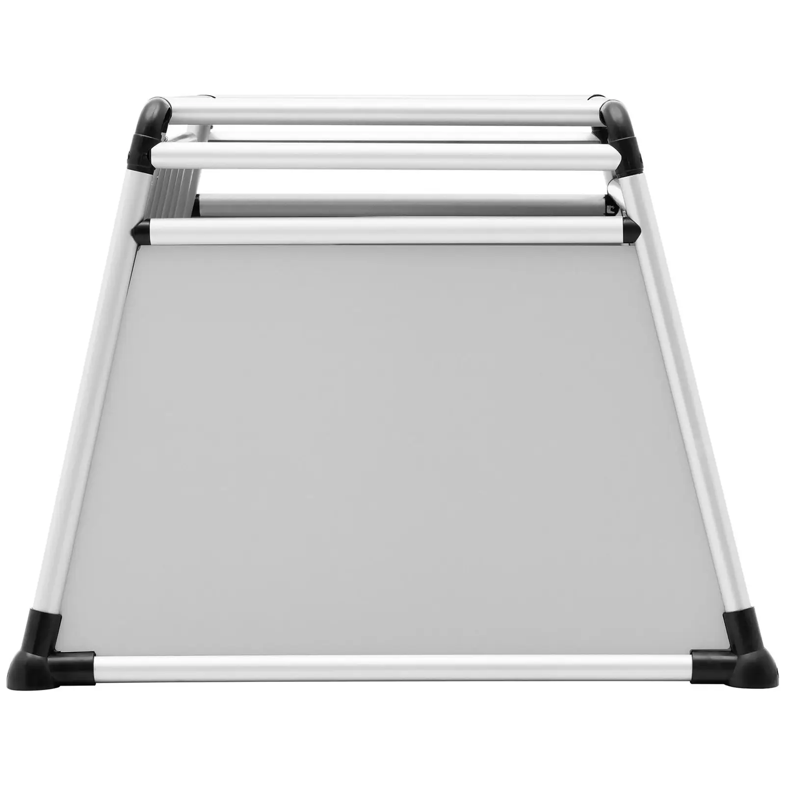 Hundetransportbox - Aluminium - Trapezform - 82 x 75 x 64 cm (Farbe: Silbern)