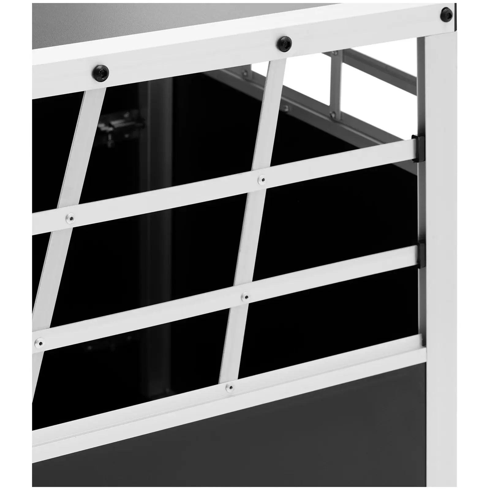 Hundebur - aluminium - trapezformet - 70 x 90 x 50 cm - med skillevæg