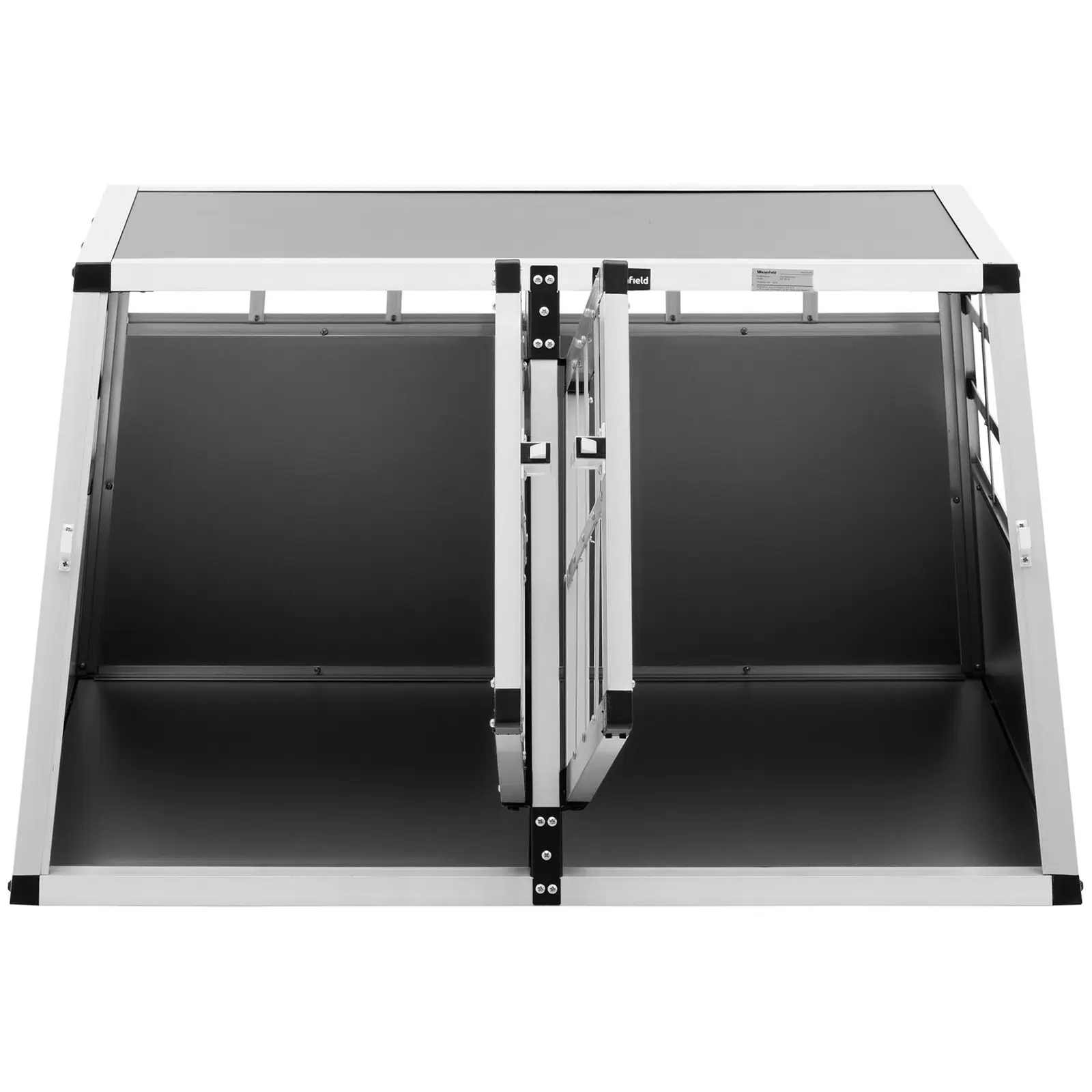 Caisse de transport pour chien - Aluminium - Forme trapèze - 70 x 90 x 50 cm - avec séparation