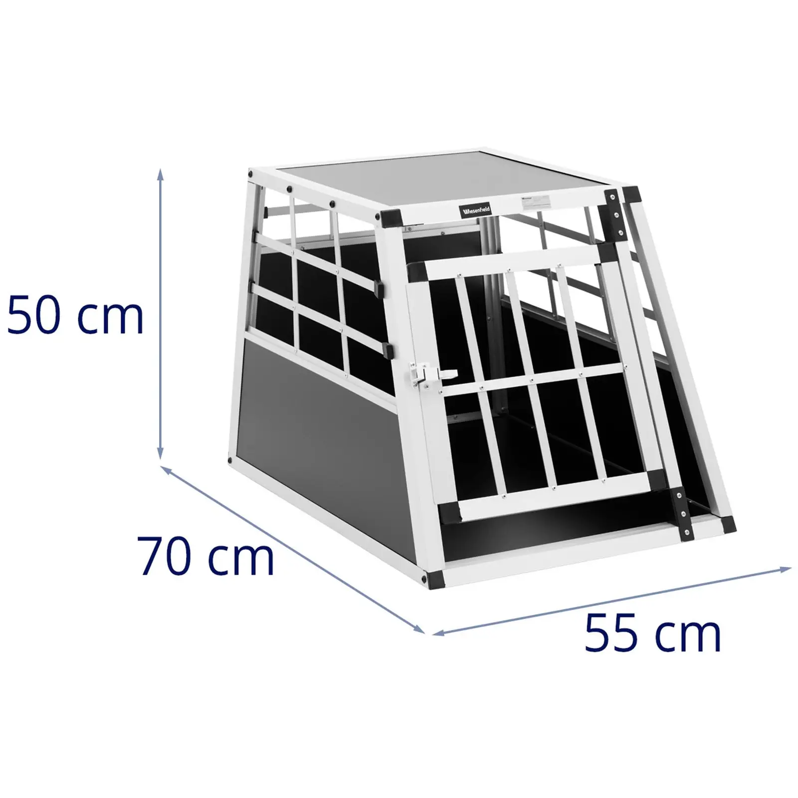 Přepravní box pro psa - hliník - sešikmený tvar - 55 x 70 x 50 cm