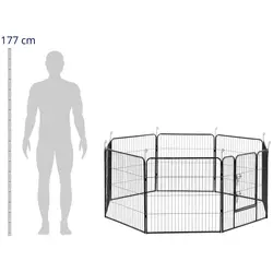 Enclos pour chien - avec porte - 8 segments modulaires - 81 cm de haut