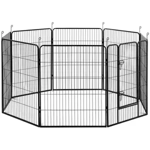 Enclos pour chien - avec porte - 8 segments modulaires - 100 cm de haut