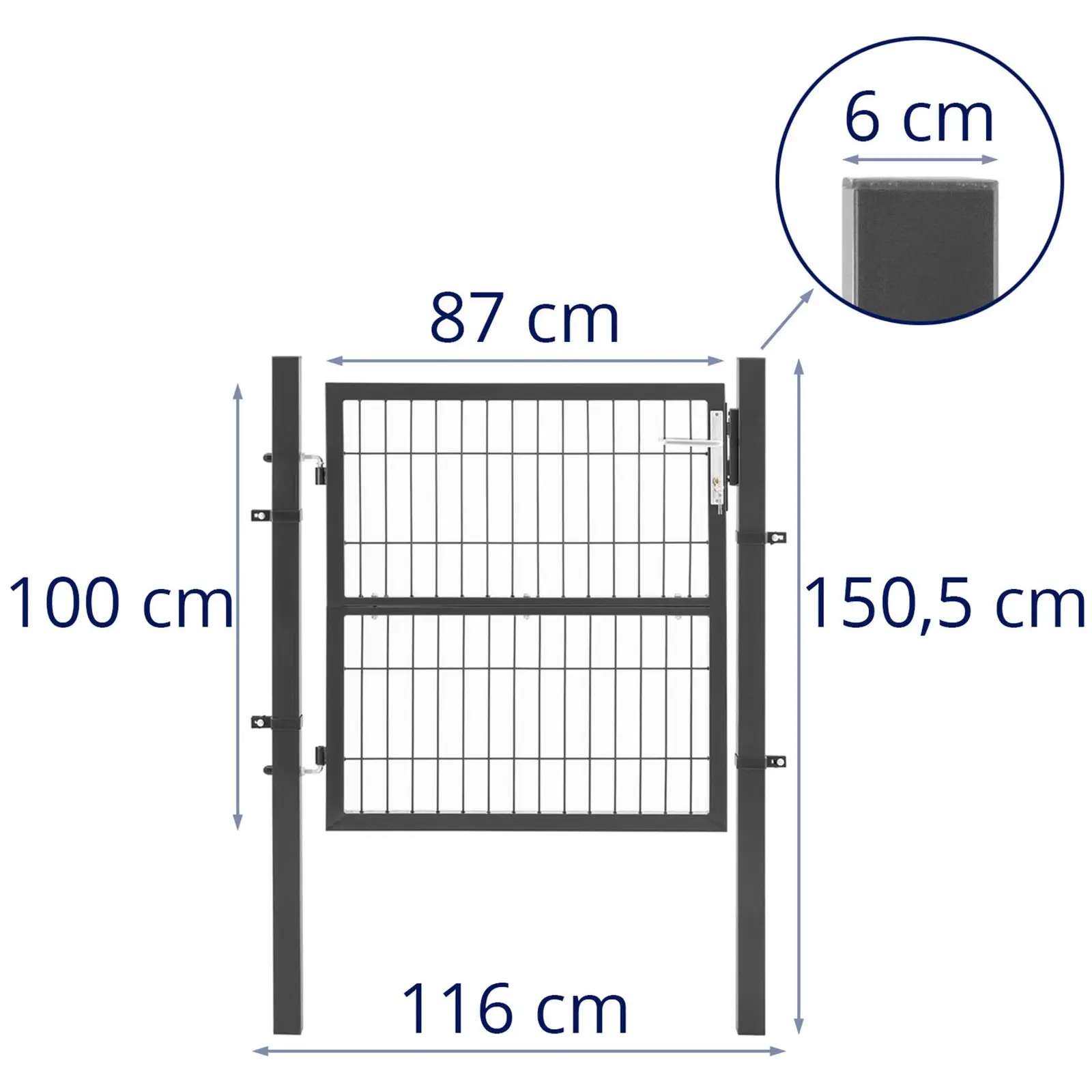 Hageport - 106 x 100 cm - stål (pulverlakkert)