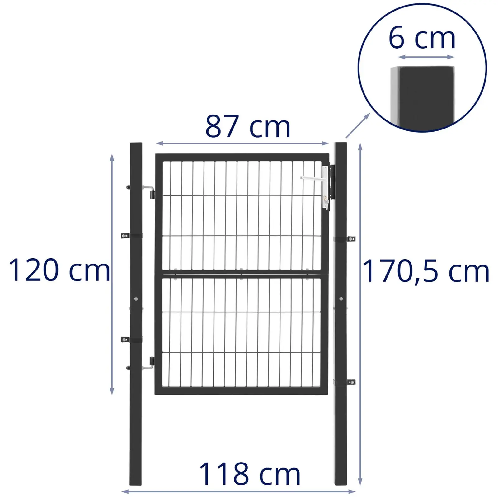 Portillon de jardin - 105 x 170 cm - Acier (peint par poudrage)