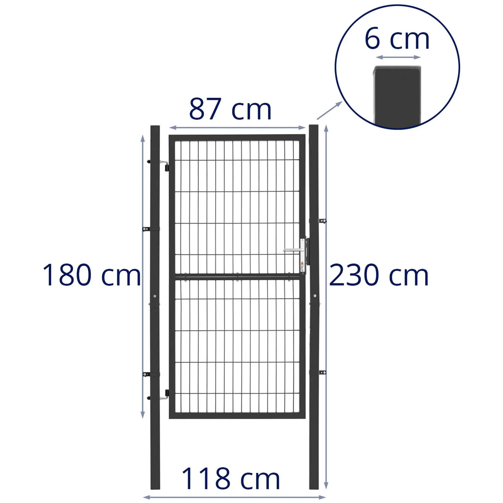 Gartentor - 105 x 231 cm - Stahl (pulverbeschichtet)