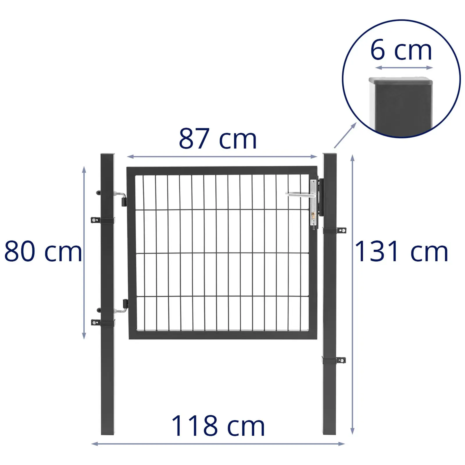 Pihaportti - 105 x 131 cm - teräs (jauhemaalattu)