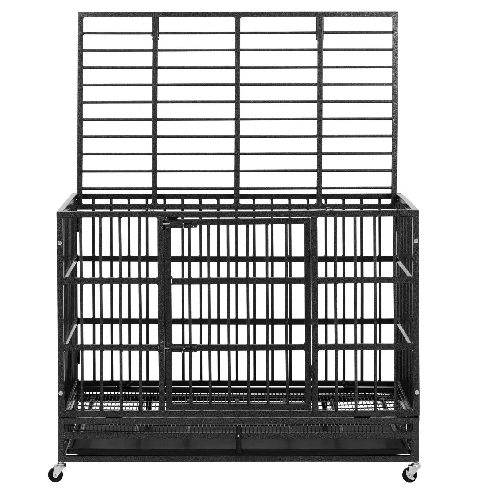 Schwerlast-Hundekäfig - 4 Räder - 2 verriegelbare Türen - 120 x 76 x 90,5 cm (Durchmesser Rollen: 50 mm)