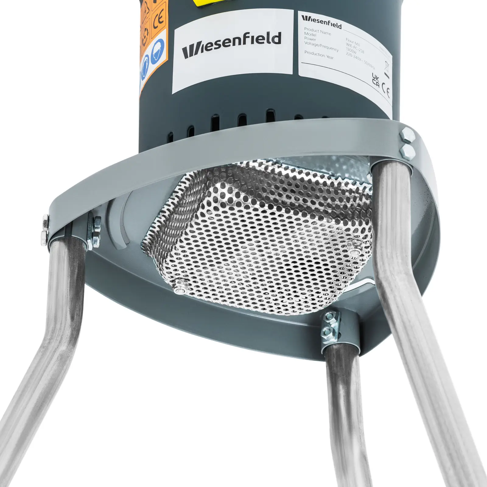 Moulin à céréales électrique - 300 kg/h - 1 300 W - avec support (Couleur(s): Gris)