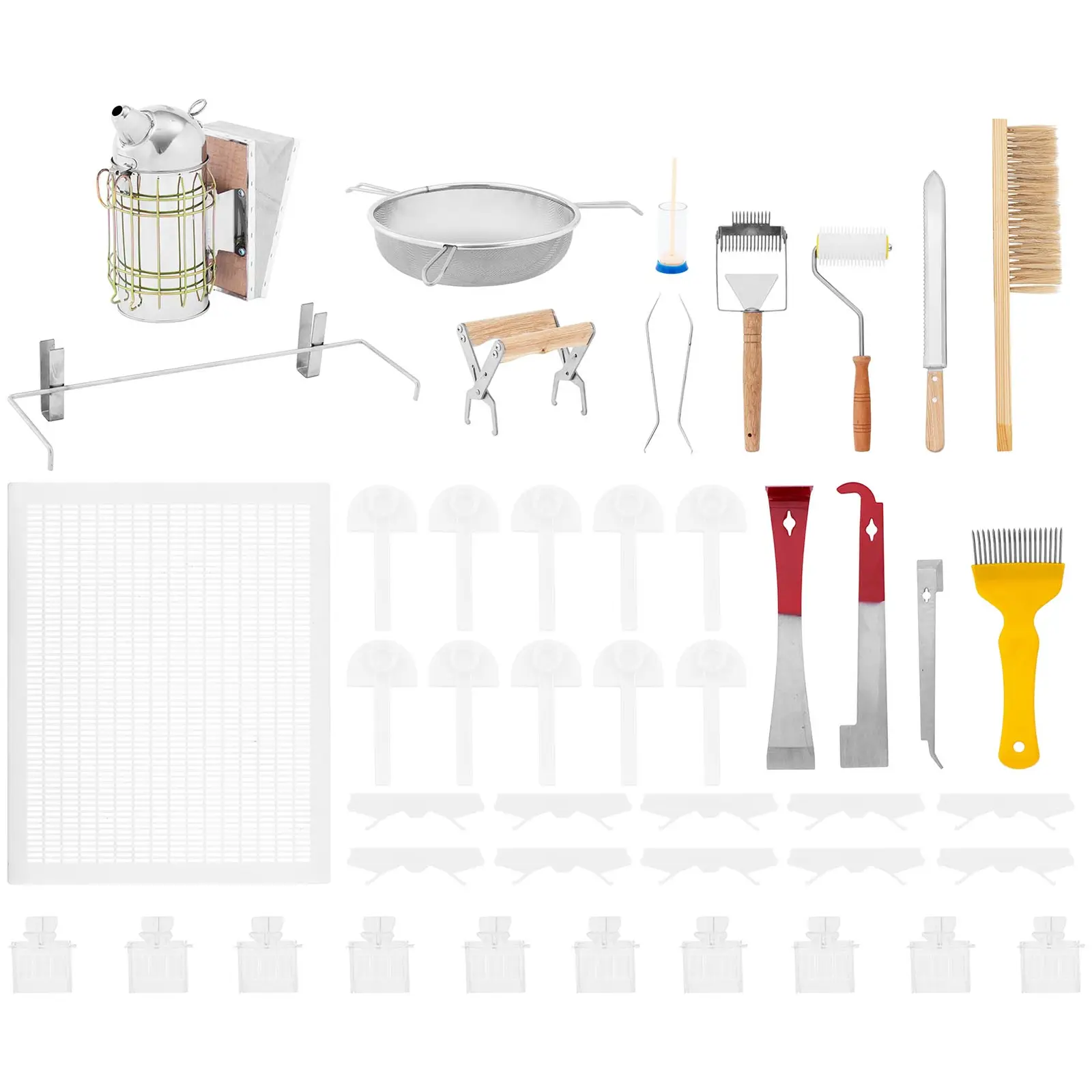 Beekeeping Starter Kit - 37 pcs - Smoker - Hive Chisel - Frame Holder - Honey Knife - Insect Traps