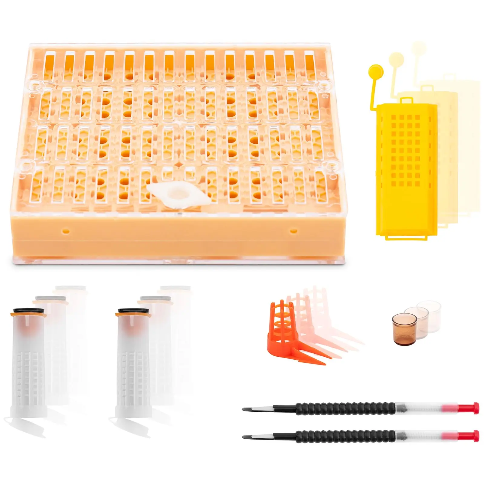 Štartovacia včelárska súprava - chov kráľovien - 322 kusov - lyžica na prelarvenie - poháre na kráľovné - klietky