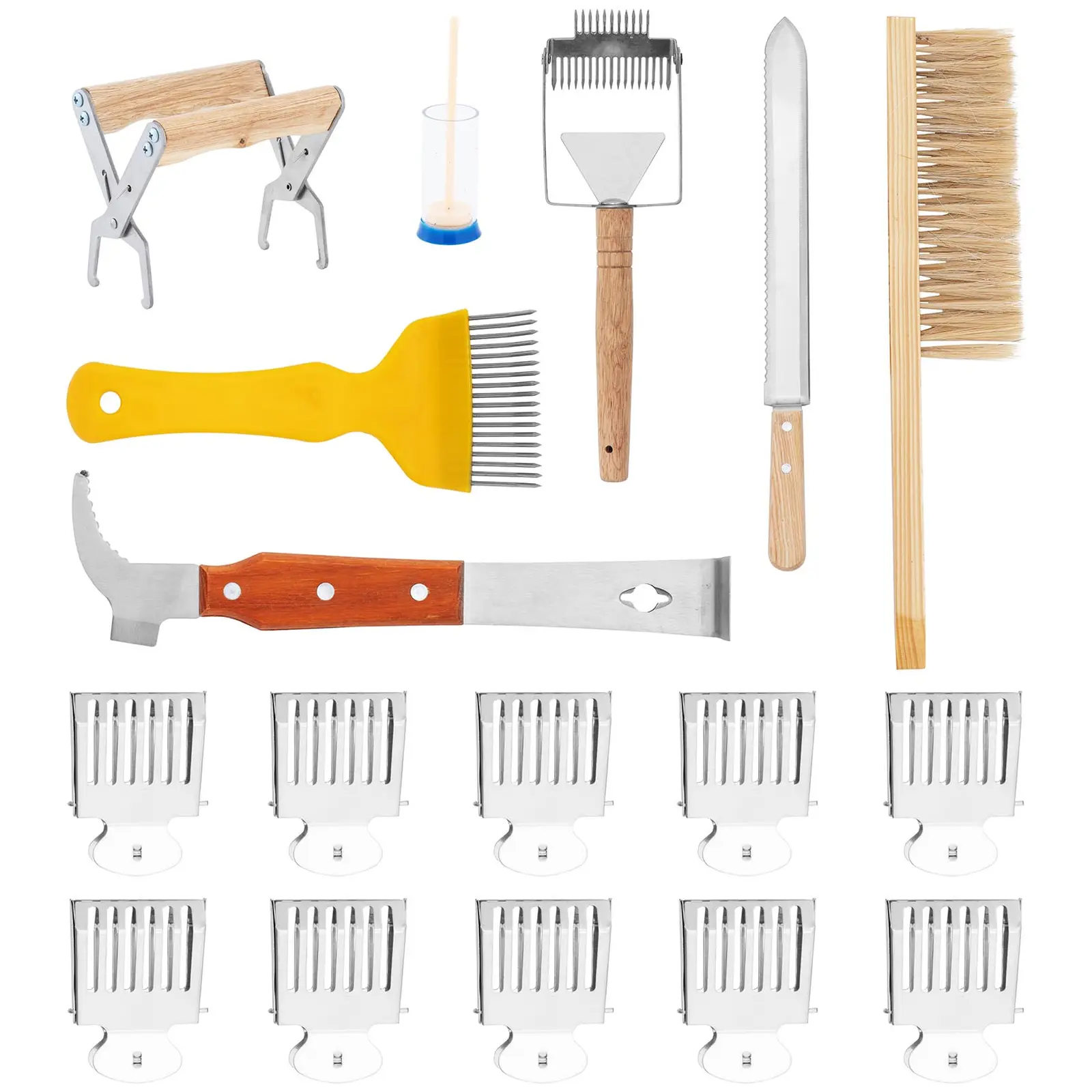 Beekeeping Starter Set - 17 pcs - stick chisel - bee broom - comb extractor - uncapping tool