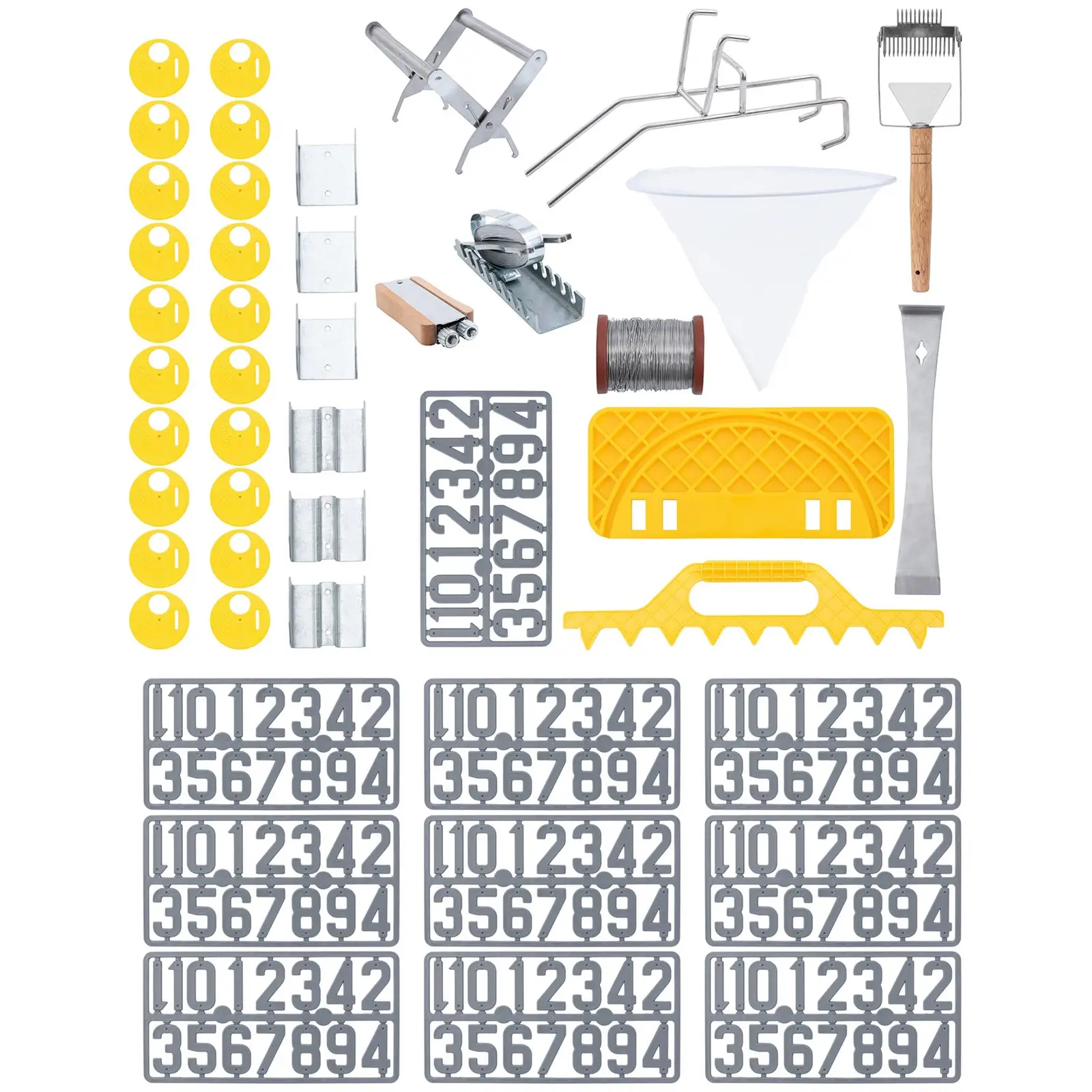 Beekeeping Starter Kit - 45 pcs - stick chisel - honeycomb wire - tensioner - hive strap - numbers - bucket holder - uncapping tool