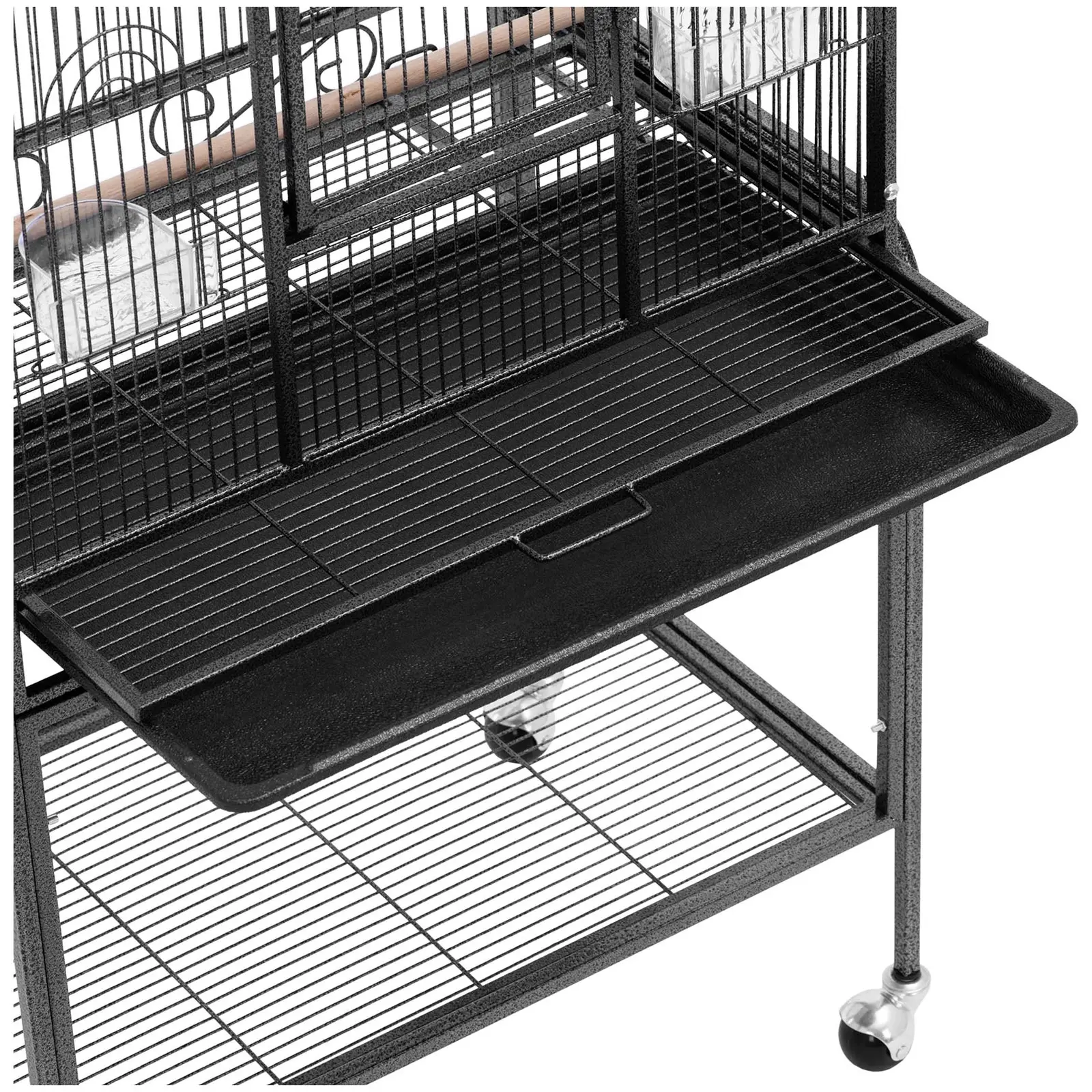 Cage à oiseaux sur roulettes - avec accessoires et étagère - dimensions globales : 65 x 43 x 135 cm