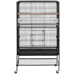 Cage à oiseaux sur roulettes - avec accessoires et étagère - dimensions globales : 79 x 53 x 132 cm