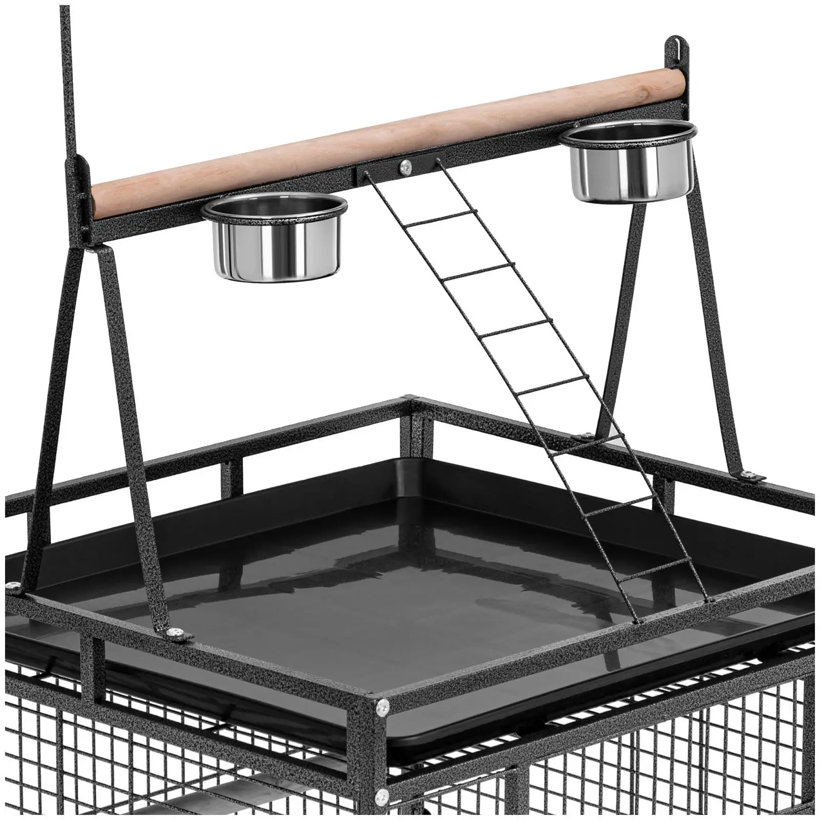 Cage à oiseaux sur roulettes - avec accessoires et étagère - dimensions globales : 82,50 x 210 x 78,50 cm