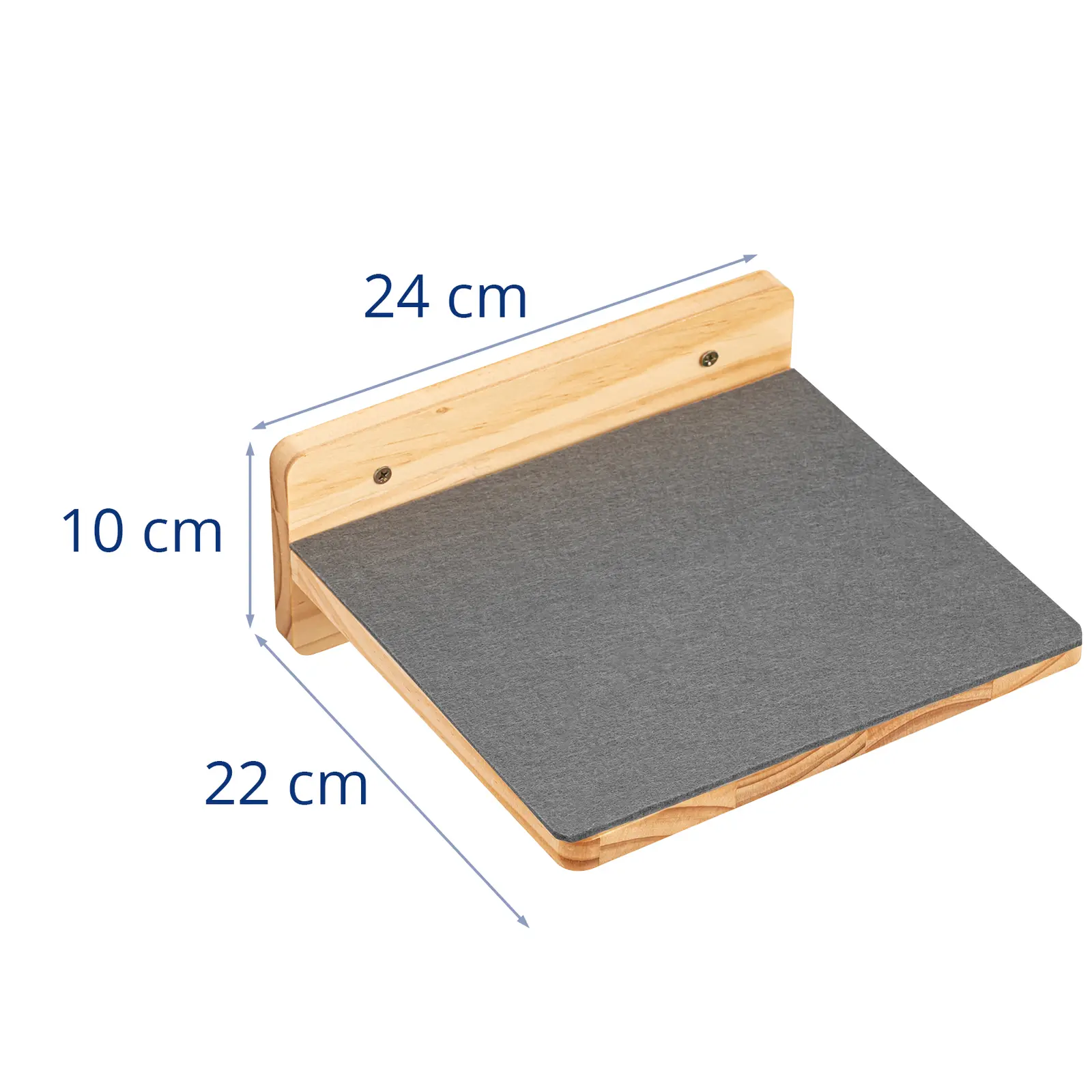 Lentynos katėms - 3 pakopos prie sienos - 22 x 24 x 10 cm - medis / veltinis