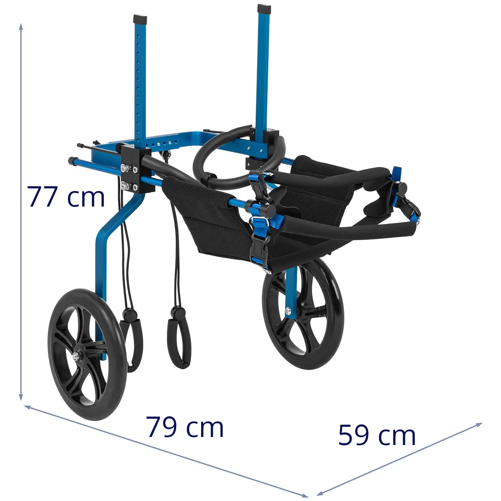Pasji invalidski voziček za velike pse - zadnje noge - nastavljiv - aluminijast okvir
