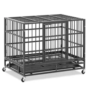 Cage à chien - 4 roues - 2 portes verrouillables - 95 x 65 x 77,4 cm
