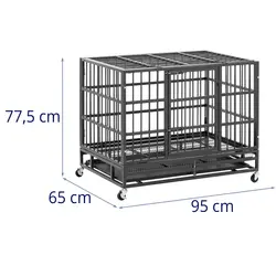 Cage à chien - 4 roues - 2 portes verrouillables - 95 x 65 x 77,4 cm