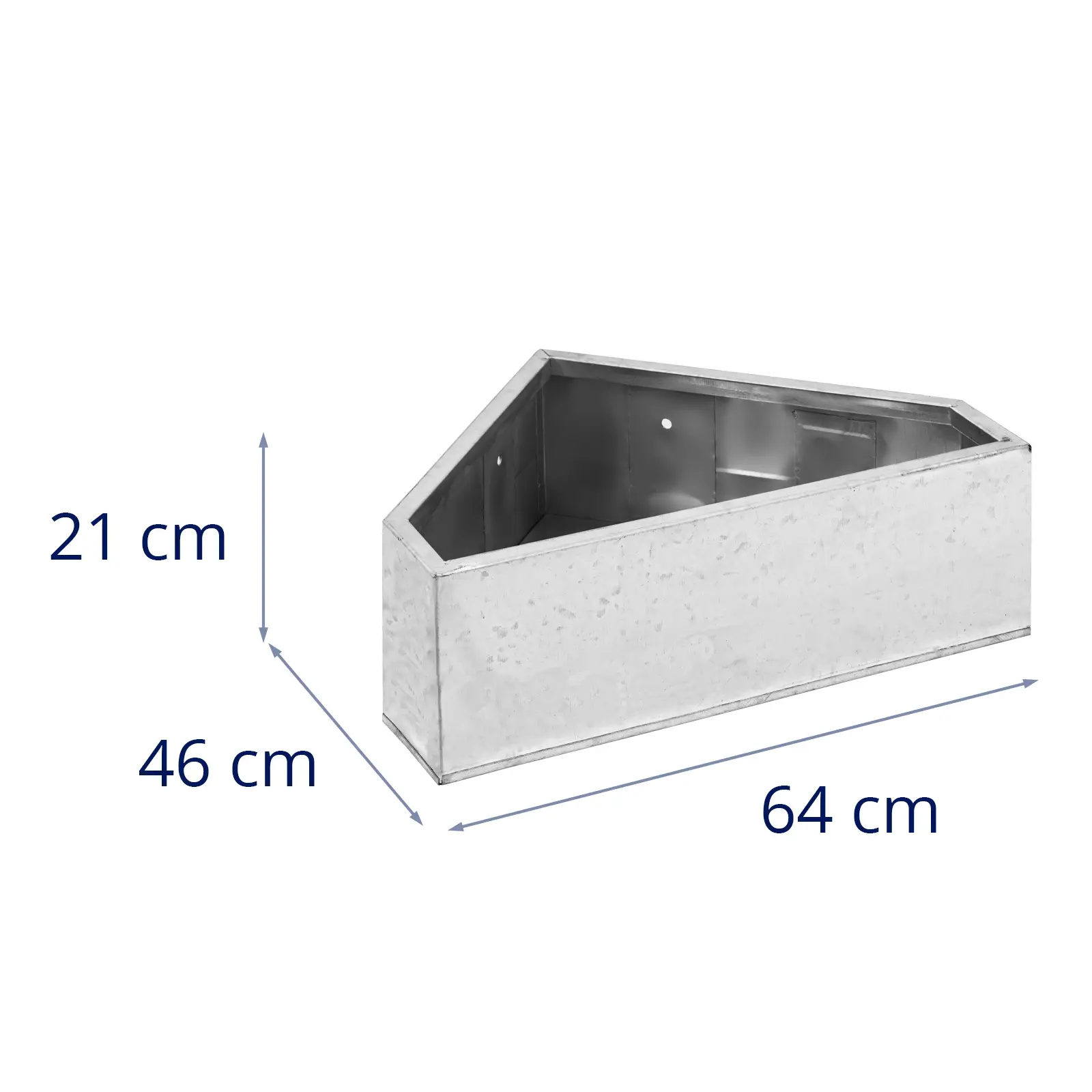 Krmný žlab - 64 x 46 x 21 cm - 30 l - trojúhelníkový (Tloušťka ocelové desky: 0.8 mm)